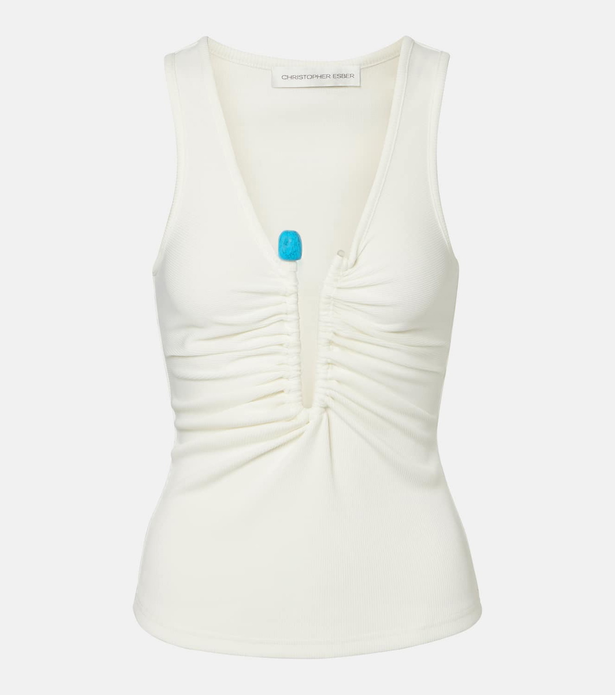 Christopher Esber Crystal Pin embellished jersey tank top