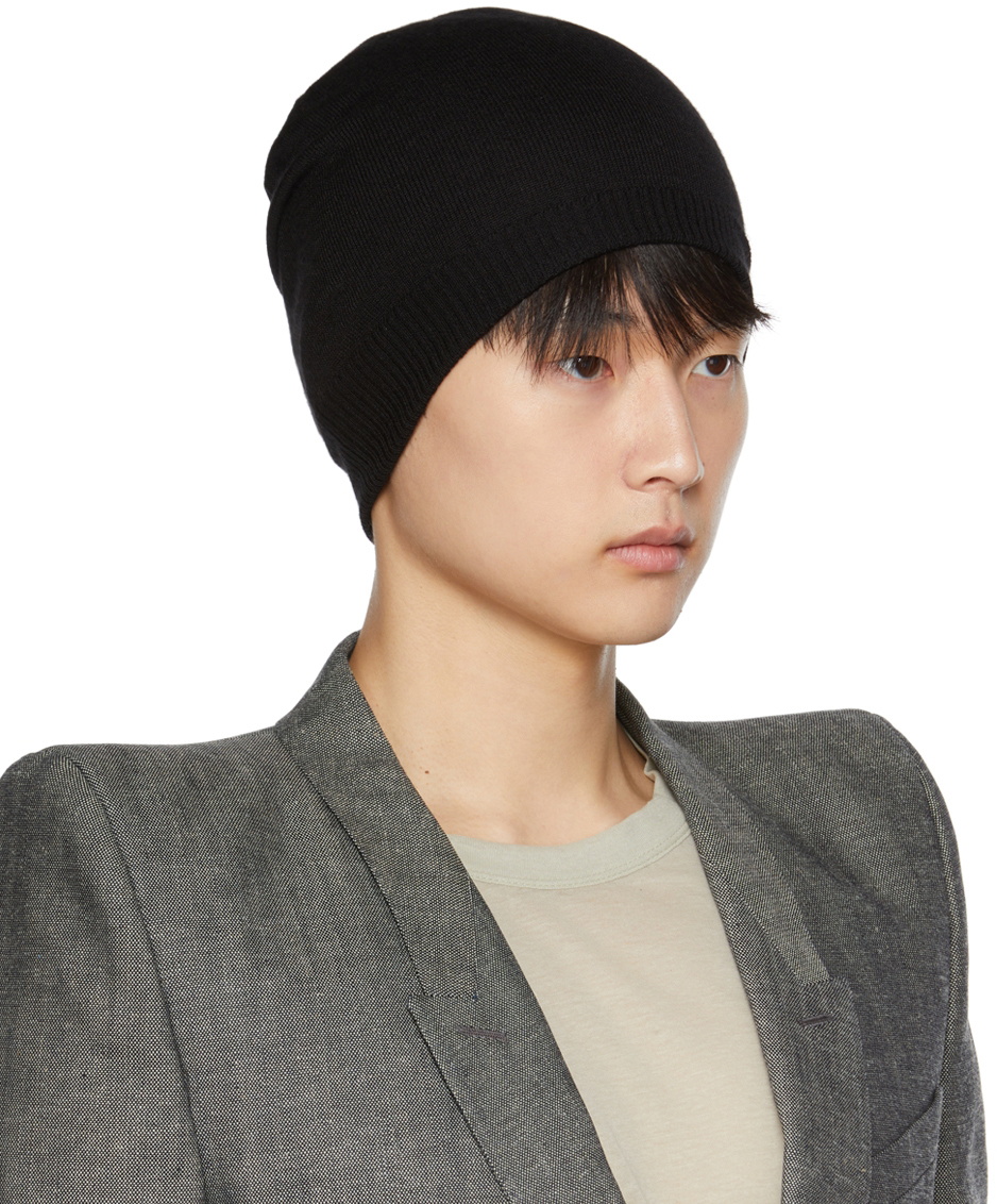 Rick Owens Black Cashmere Big Beanie Rick Owens