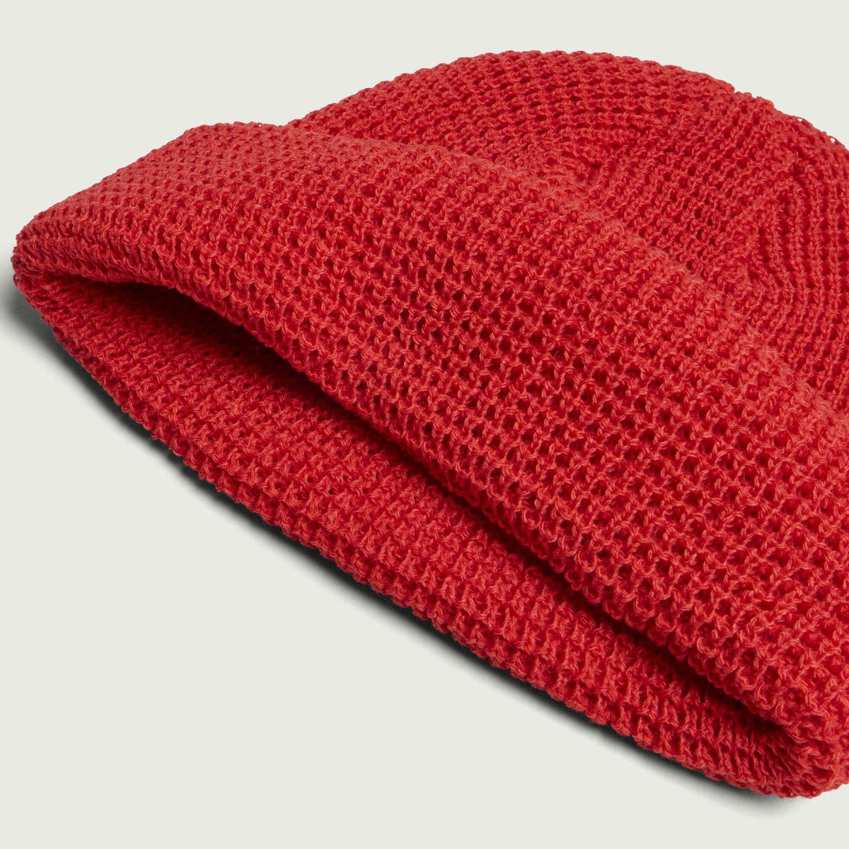 RoToTo Waffle Watch Cap Beanie in Red
