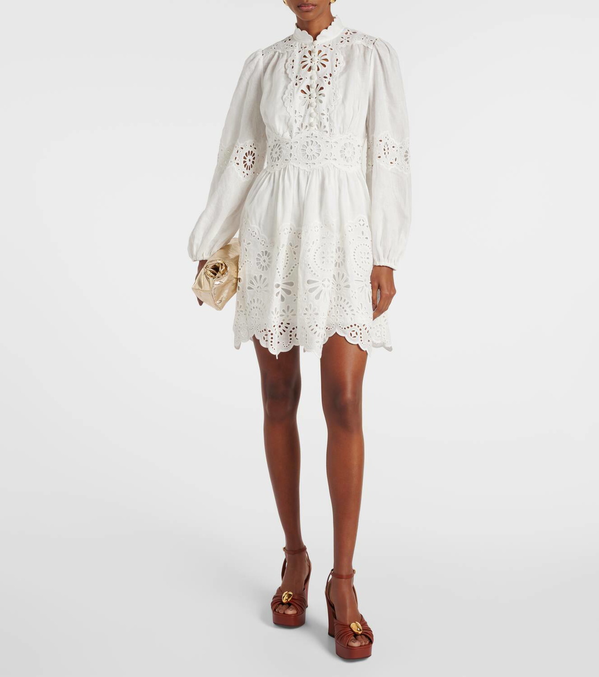 【Zimmermann】Acacia Broderie embroidered linen minidress Zimmermann Acacia Broderie embroidered linen minidress