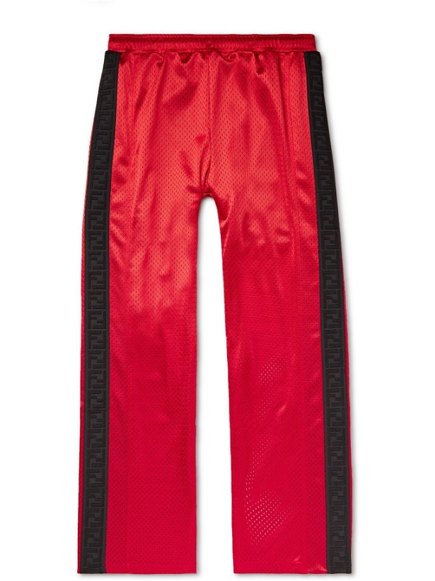 Photo: FENDI - Logo-Trimmed Cotton-Mesh Track Pants - Red