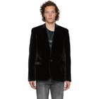 Saint Laurent Black Crinkle Velvet Blazer