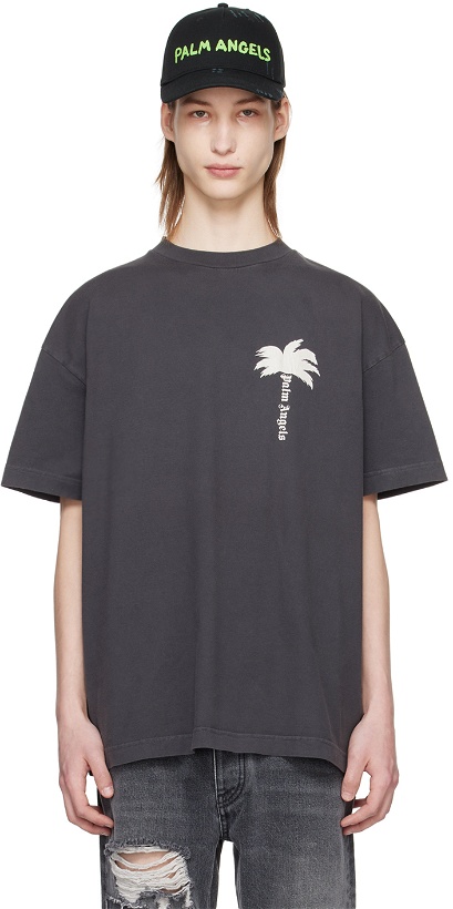 Photo: Palm Angels Gray 'The Palm' T-Shirt