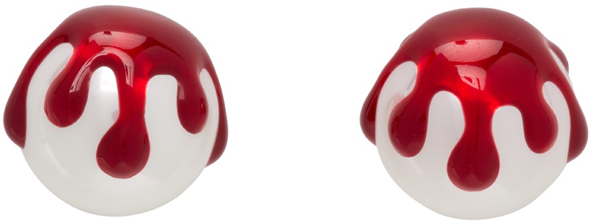 Photo: Shushu/Tong SSENSE Exclusive White YVMIN Edition Blood Pearl Earrings
