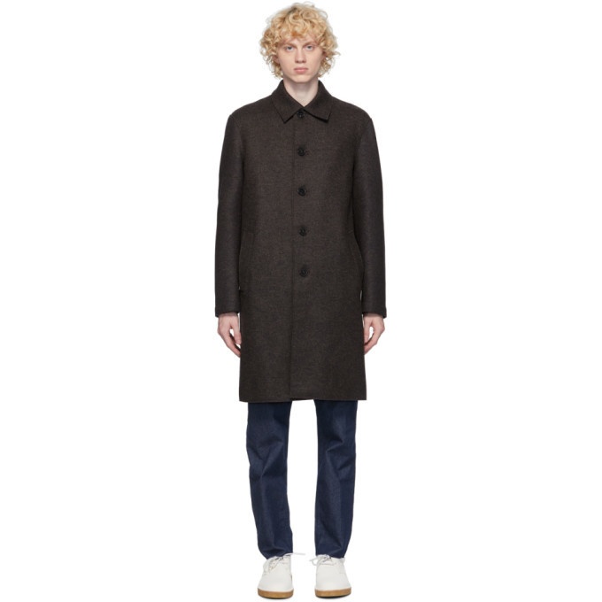 Photo: Harris Wharf London Brown and Blue Wool Double Face Twill Coat