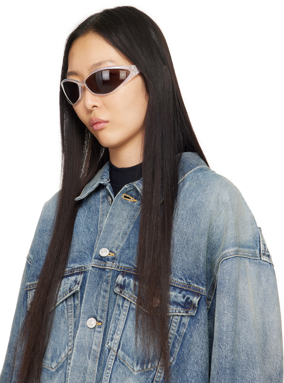 Balenciaga Gray 90s Oval Sunglasses Balenciaga