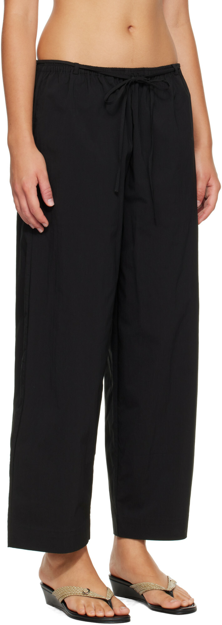 St. Agni Black Fine Rouleau Crop Trousers