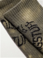 Flagstuff - Tie-Dyed Logo-Intarsia Cotton-Blend Socks