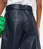 Bottega Veneta - Belted wide-leg leather pants