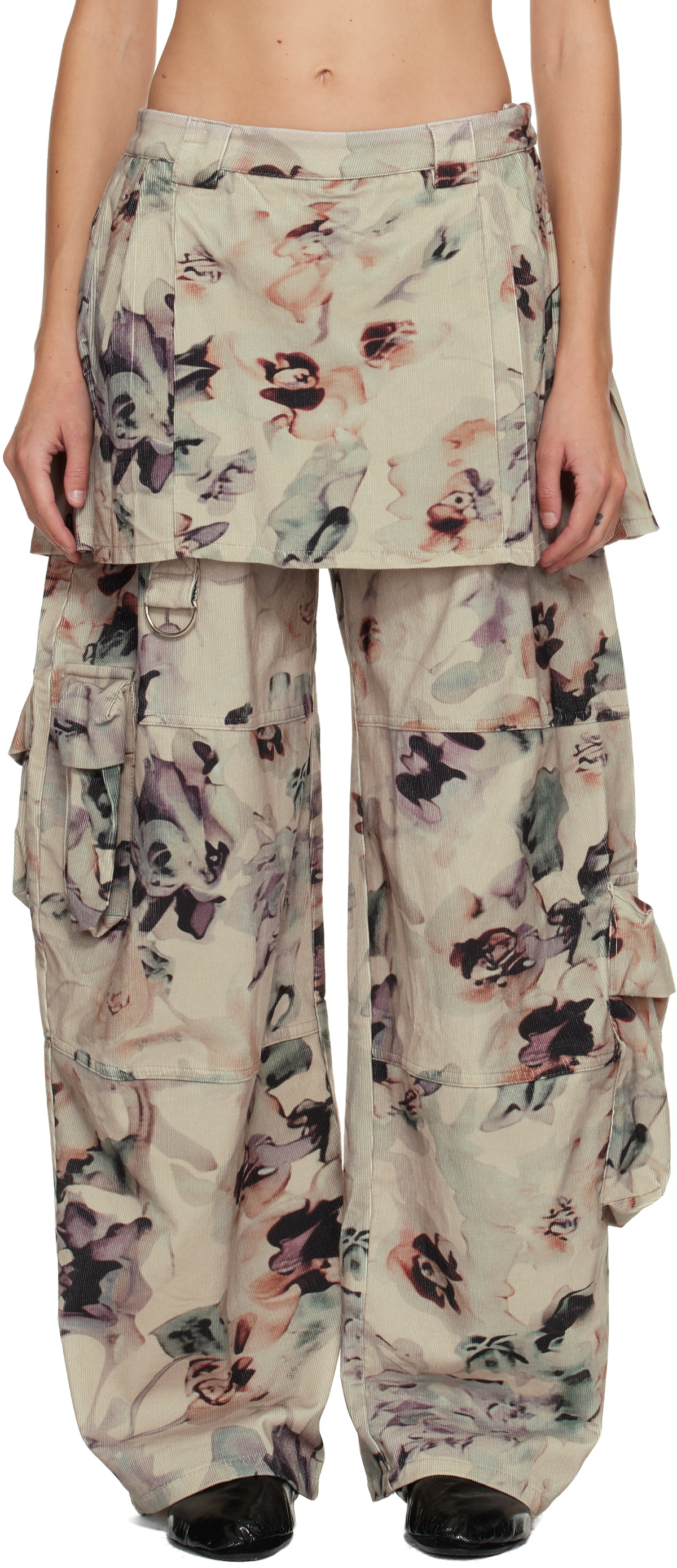 Collina Strada Beige Lawn Skirt Cargo Pants