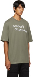Marcelo Burlon County of Milan Khaki Tempera Script T-Shirt