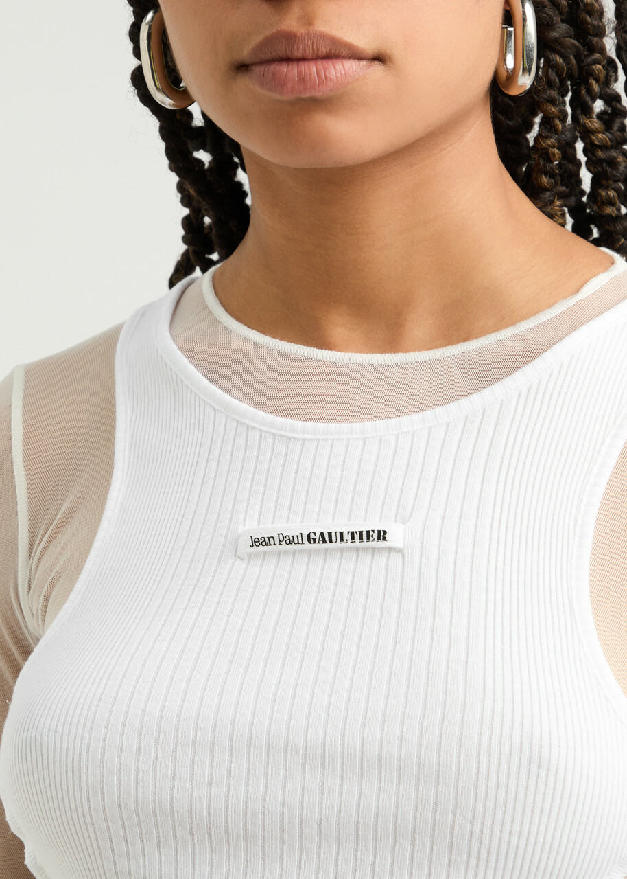 Jean Paul Gaultier Appliquéd Cotton and Tulle Maxi Dress White