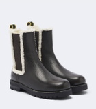 Fendi Shearling-trimmed leather Chelsea boots