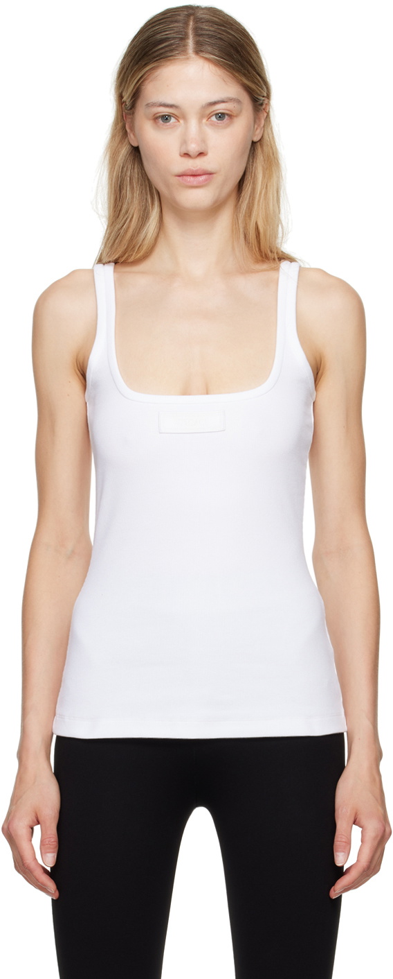 Versace Underwear White Logo Patch Tank Top