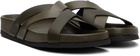 TOM FORD Khaki Smooth & Supple Grain Leather Sandals