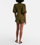 Adriana Degreas Pleated cotton-blend shorts