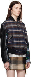 Marine Serre Multicolor Regenerated Tartan Scarves Bomber Jacket