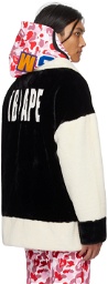 BAPE Black & Off-White '(B)ape' Faux-Fur Jacket