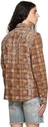 AMIRI Brown Bleach Bandana Shirt
