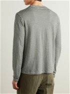 Officine Générale - Striped Stretch-Linen Jersey T-Shirt - Green