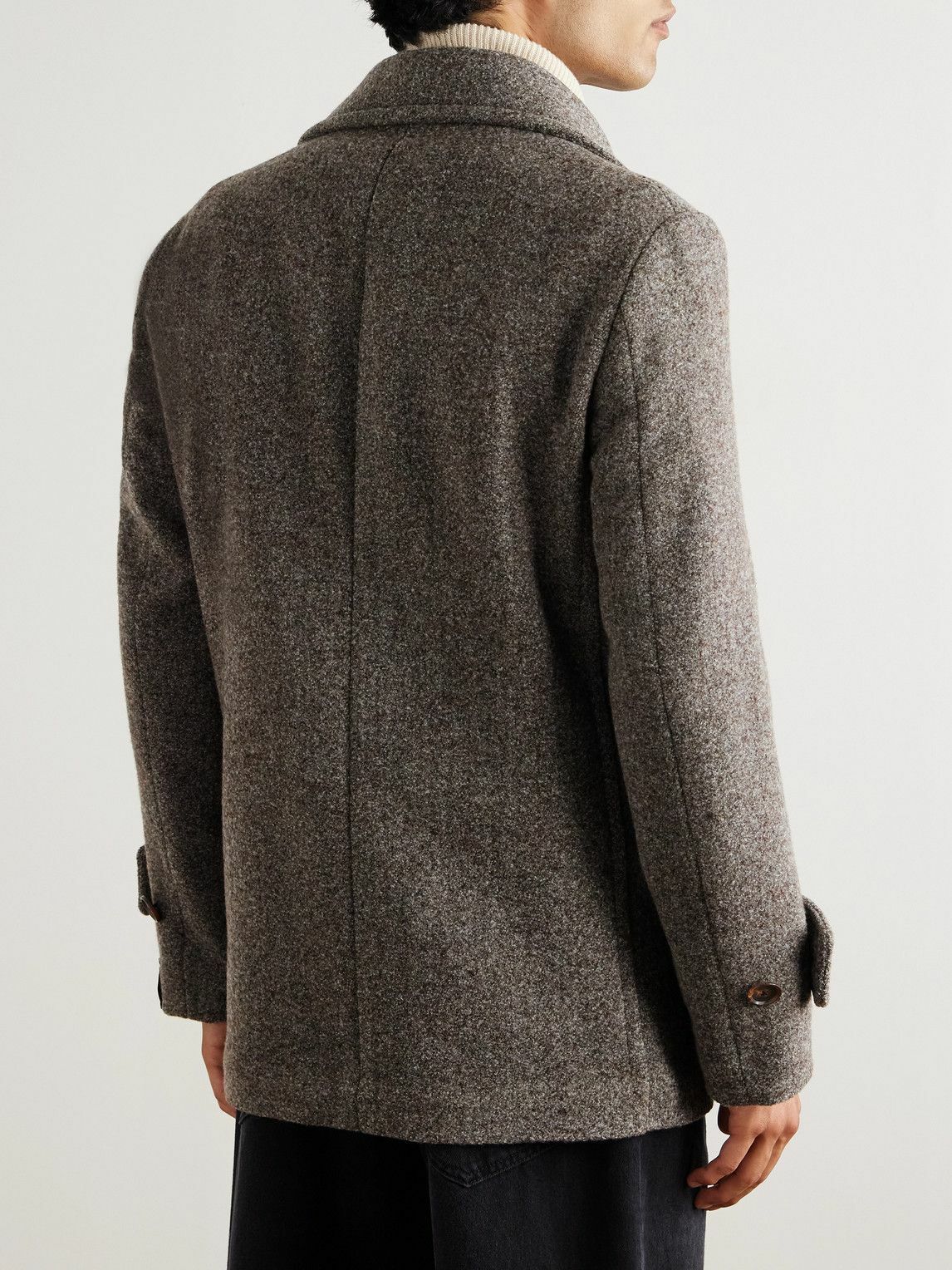 Caruso - Double-Breasted Wool-Blend Peacoat - Brown