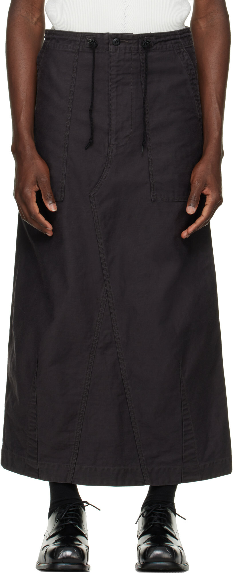 NEEDLES Black Back Sateen String Fatigue Skirt
