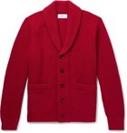 Mr P. - Oversized Shawl-Collar Ribbed Wool and Cashmere-Blend Cardigan - Red