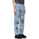 R13 Blue Repurposed Graffiti Jeans