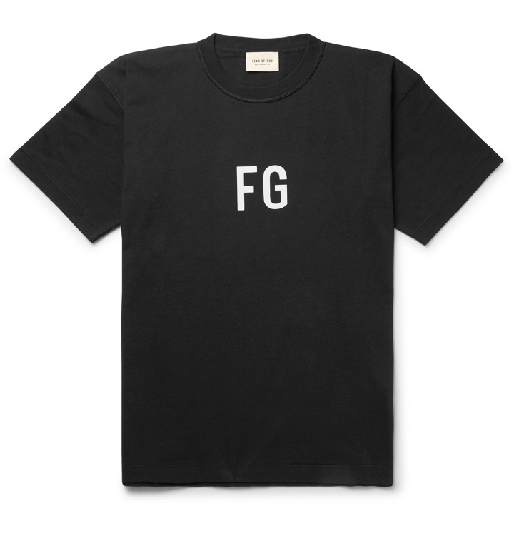 Photo: Fear of God - Oversized Logo-Print Cotton-Jersey T-Shirt - Black
