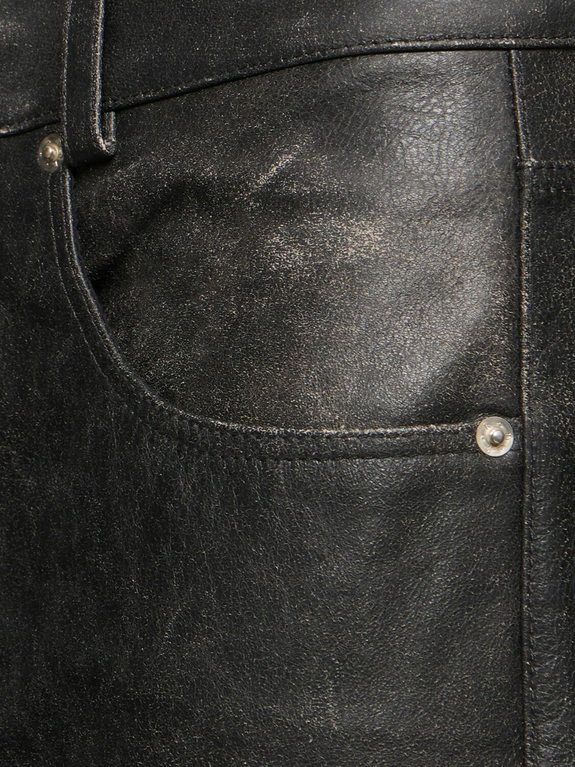 ENFANTS RICHES DÉPRIMÉS Distressed Flared Raw Hem Leather Pants