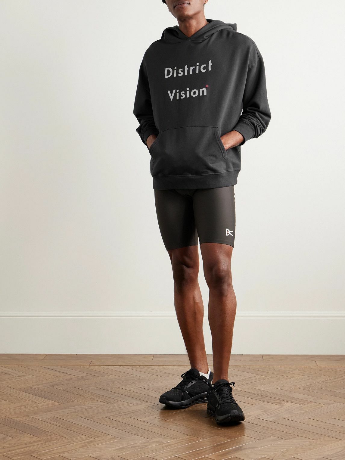 DISTRICT VISION - California Logo-Print Stone-Washed Cotton-Jersey Hoodie - Black
