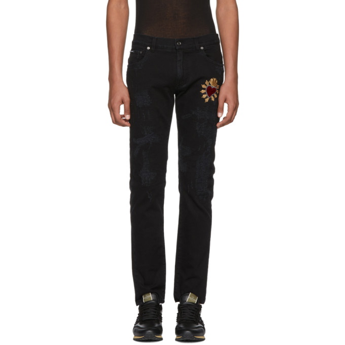 Photo: Dolce and Gabbana Black Skinny Distressed Jeans