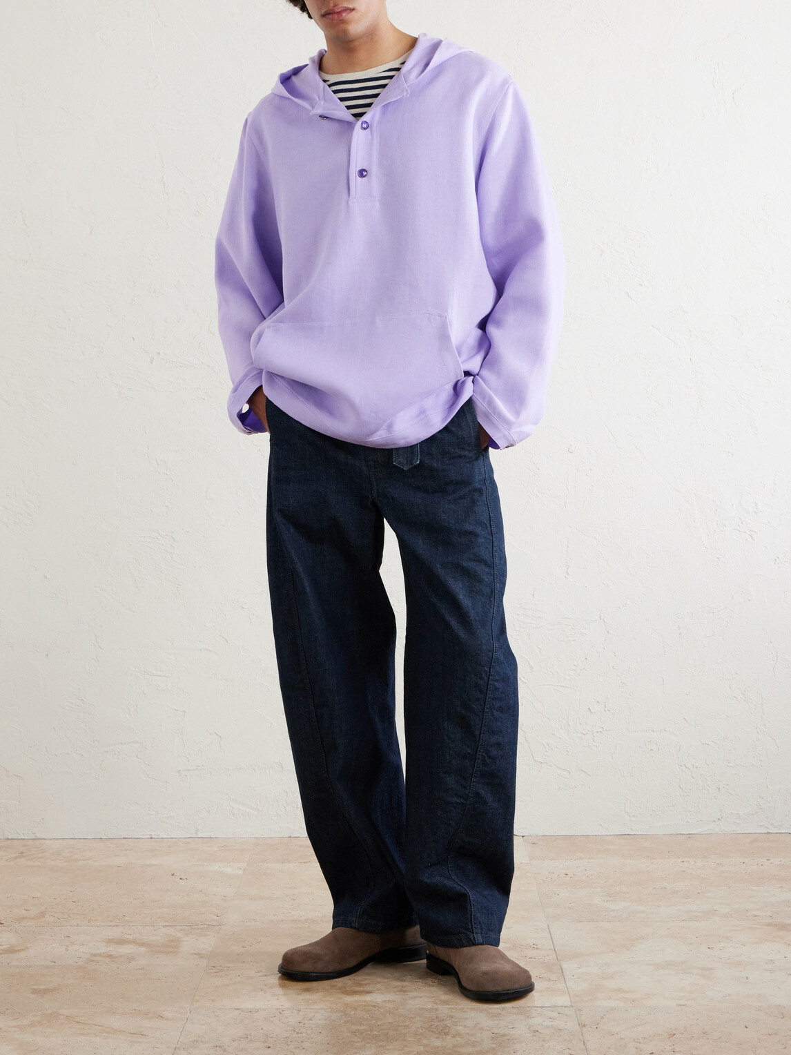 God's True Cashmere - Linen Hooded Jacket - Purple
