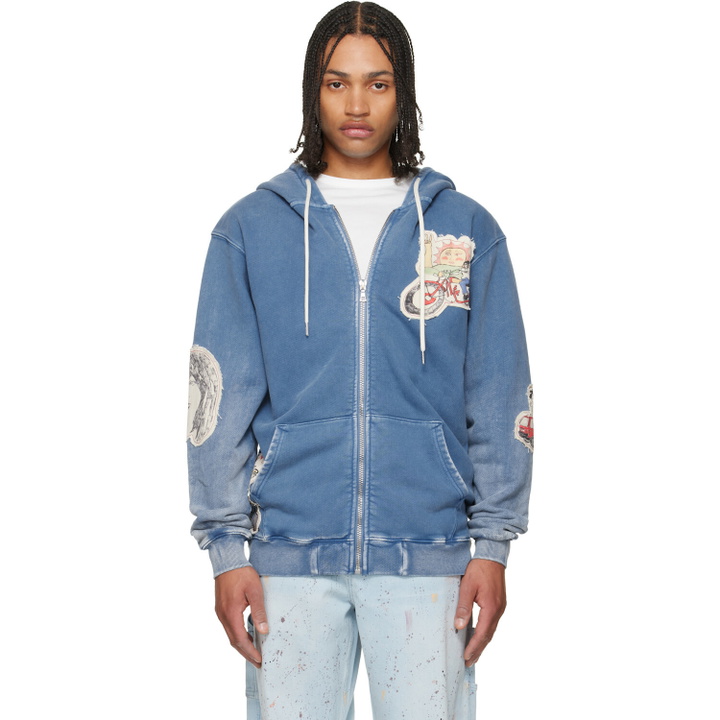 Photo: COÛT DE LA LIBERTÉ Blue Lynard California Cool Terry Graphics Zip Hoodie
