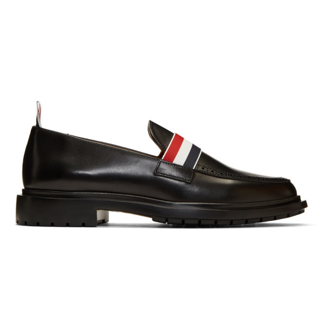 Photo: Thom Browne Black Tricolor Band Loafers