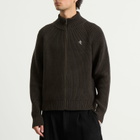 Le Père Men's Zipper Knit Cardigan in Charcoal