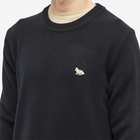 Maison Kitsuné Men's Baby Fox Patch Cosy Crew Knit in Black