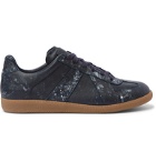 Maison Margiela - Replica Paint-Splattered Leather Sneakers - Blue