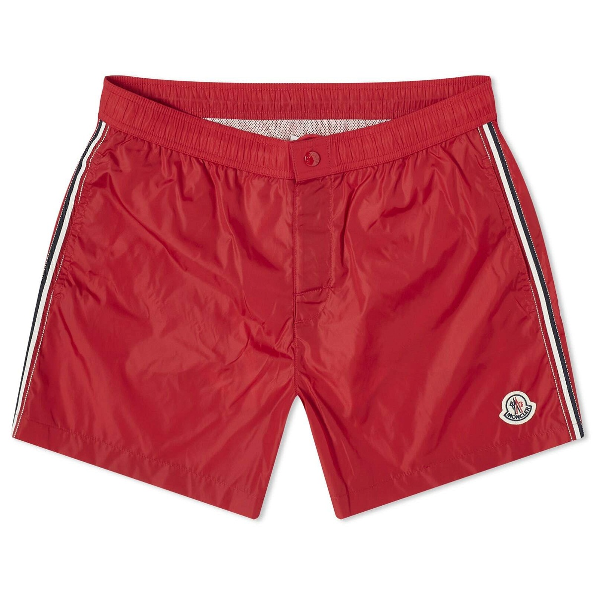 Photo: Moncler Men's Nylon Logo Swim Shorts in Red