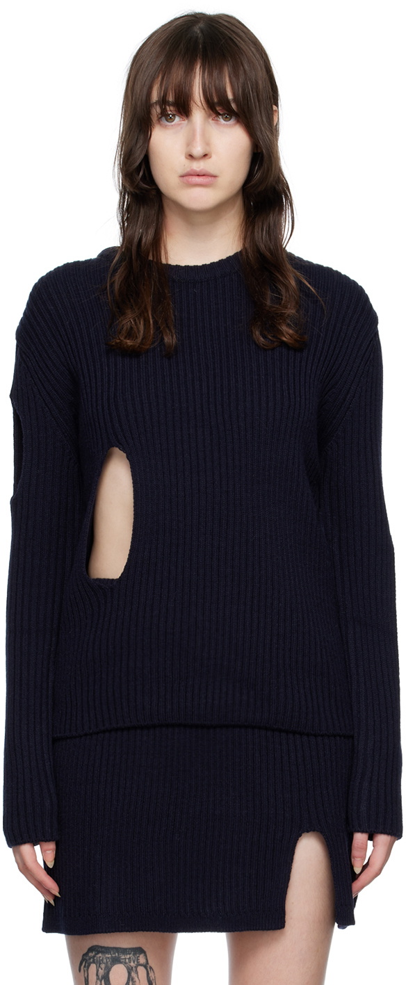 TheOpen Product Navy Cutout Sweater TheOpen Product