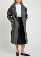 Akyn Zaria Bead-embellished Belted Wool Coat Grey