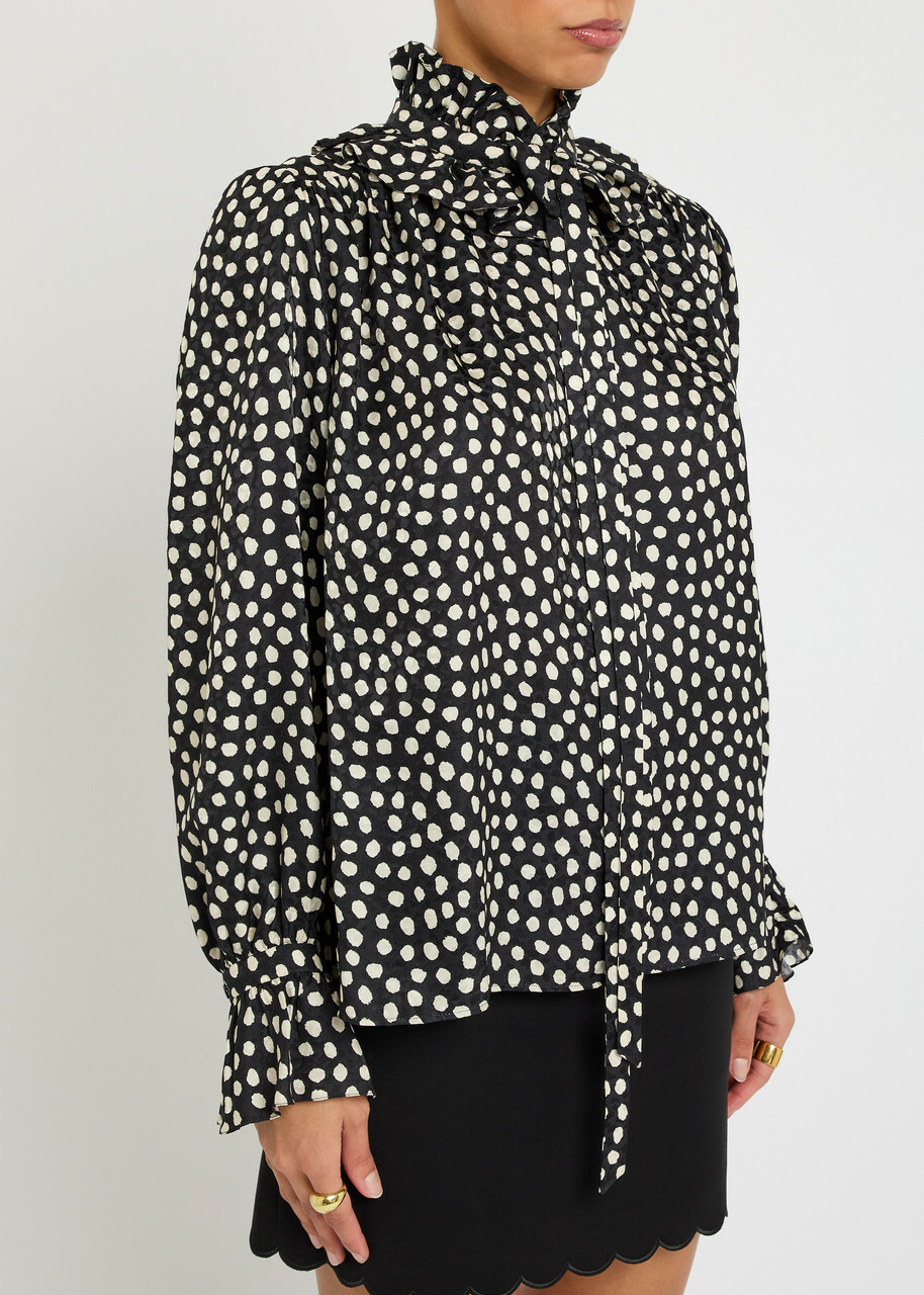 Chloe Polka dot Silk Blouse Black