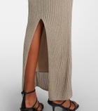 Brunello Cucinelli Monili ribbed-knit lamé maxi dress
