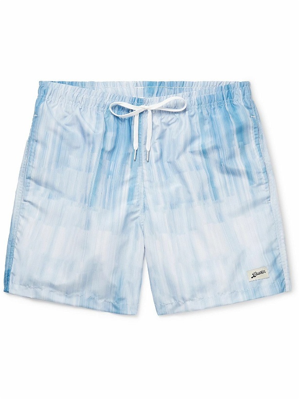 Photo: Bather - Straight-Leg Mid-Length Printed Recycled Swim Shorts - Blue