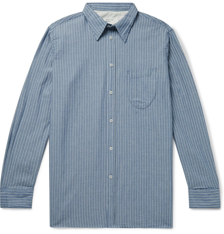 Photo: Universal Works - Brook Striped Organic Cotton-Blend Shirt - Blue