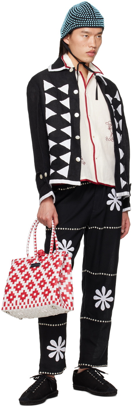 HARAGO Black & White Appliqué Jacket