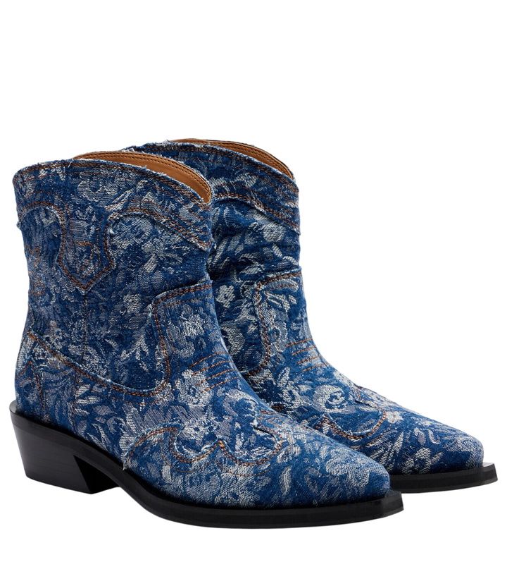 Photo: Ganni Low Shaft embroidered jacquard cowboy boots