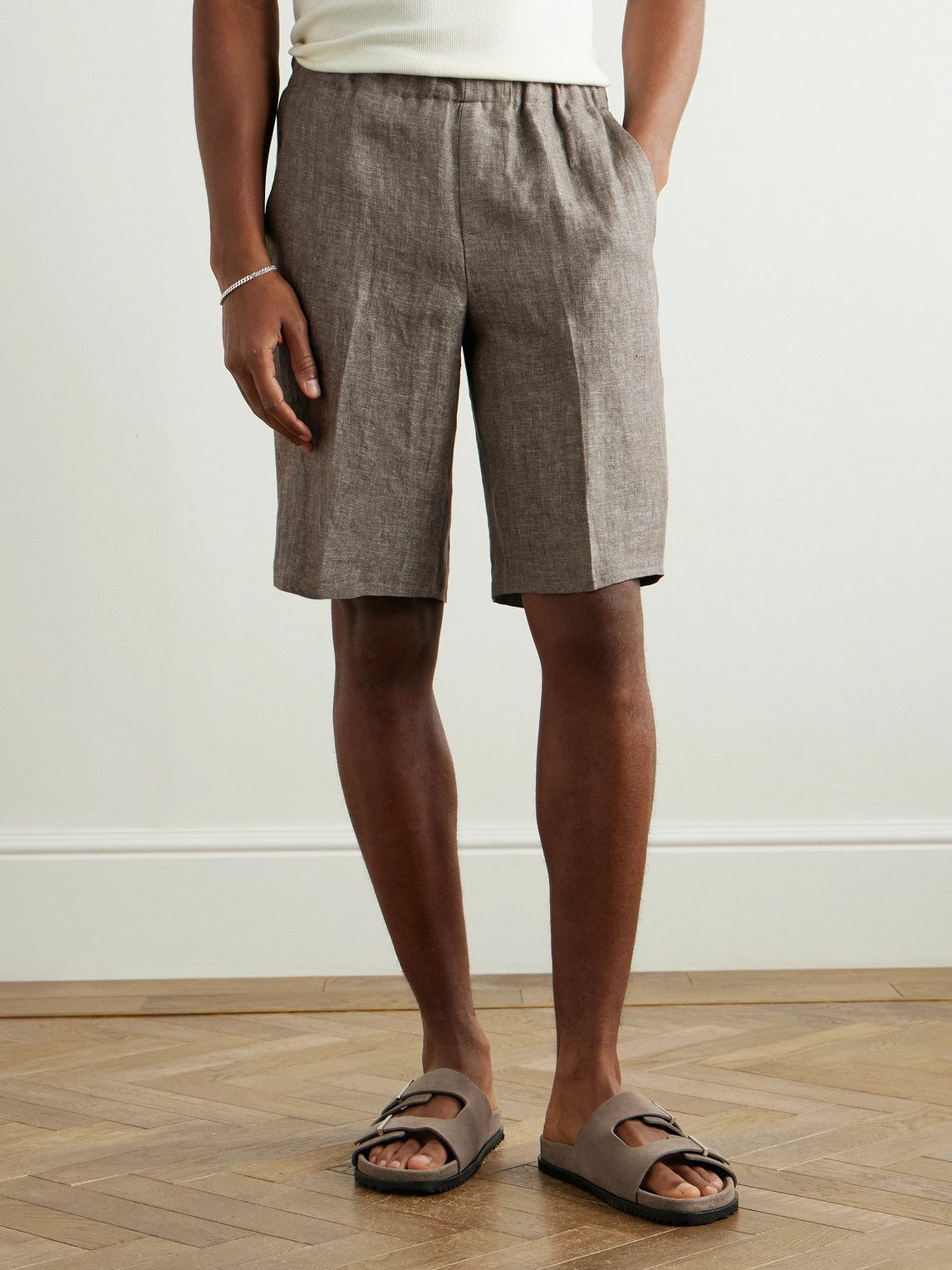 PIACENZA 1733 - Straight-Leg Herringbone Linen Shorts - Neutrals