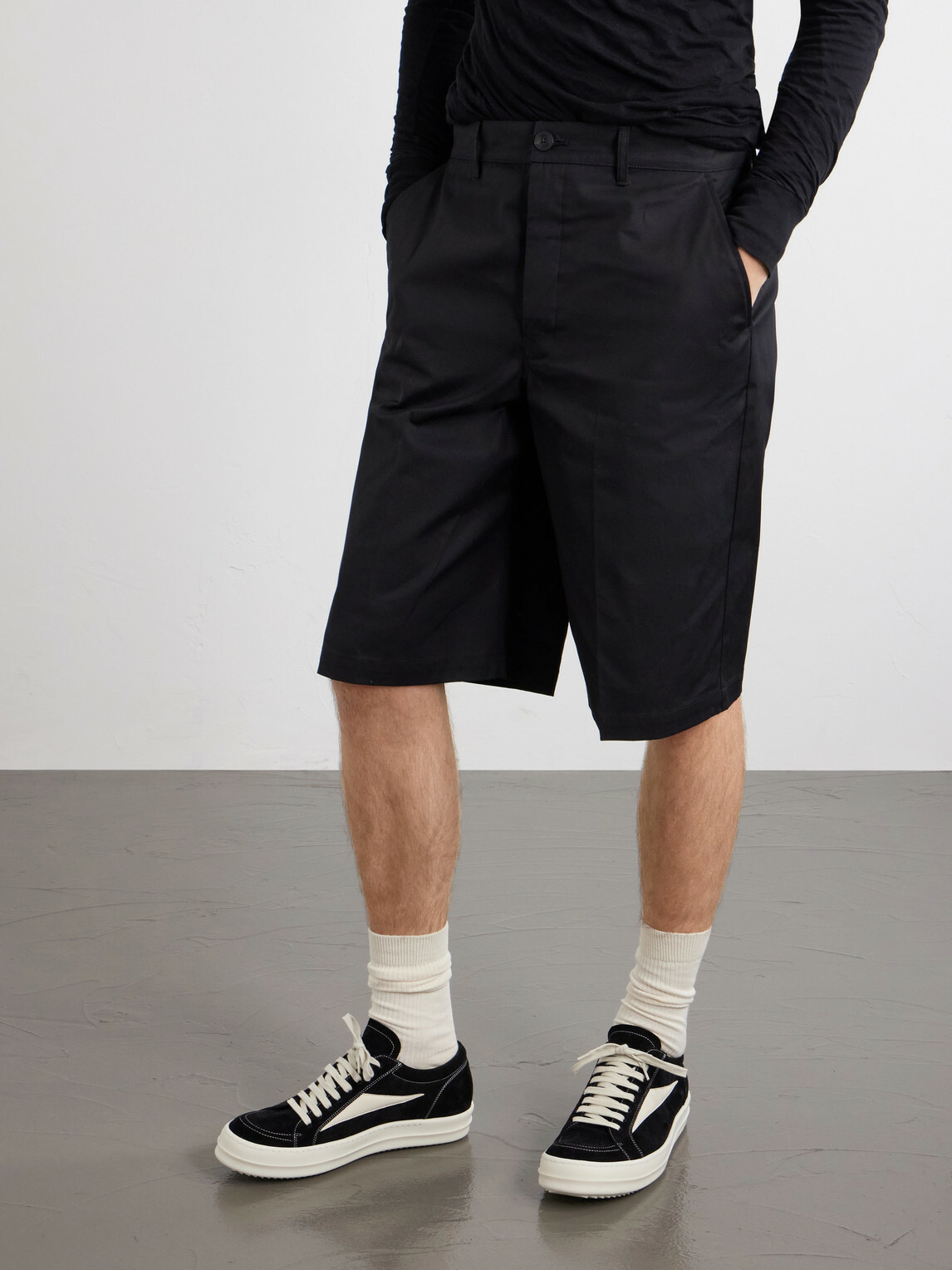 Rick Owens - Vintage Full-Grain Leather-Trimmed Suede and Rubber Sneakers - Black