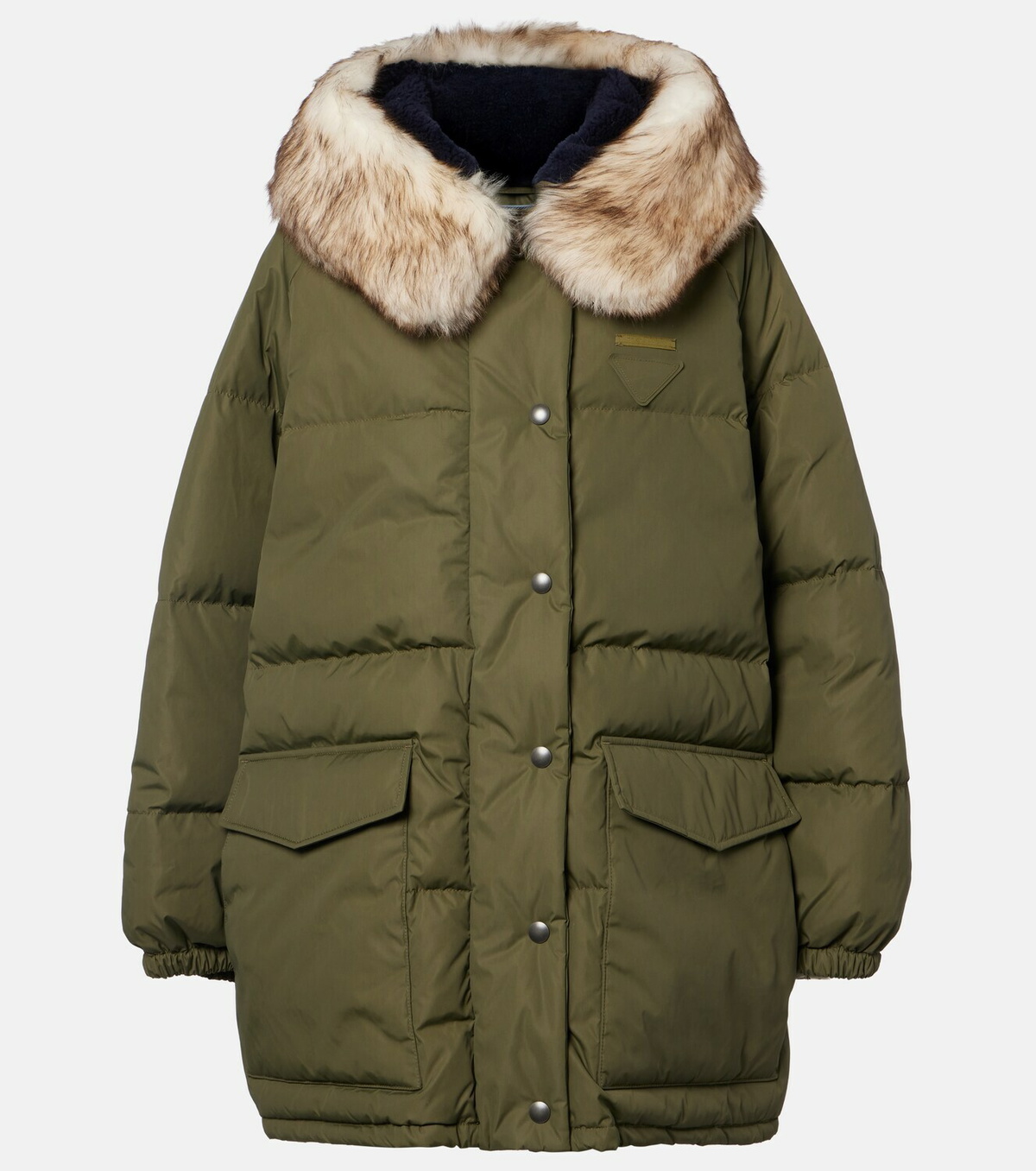 Prada Shearling-trimmed down coat